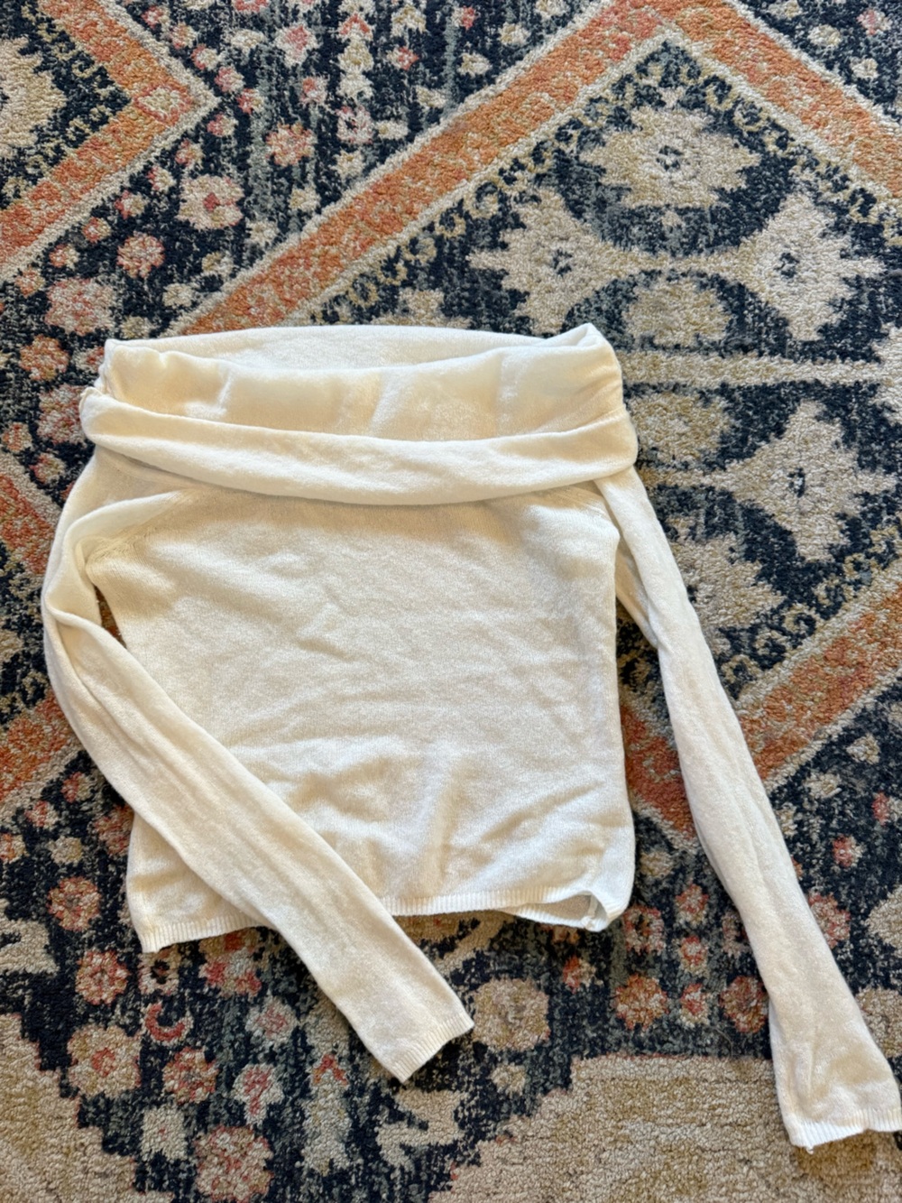 Abercrombie & Fitch Merino Wool-Blend Off the Shoulder Top in Cream size M